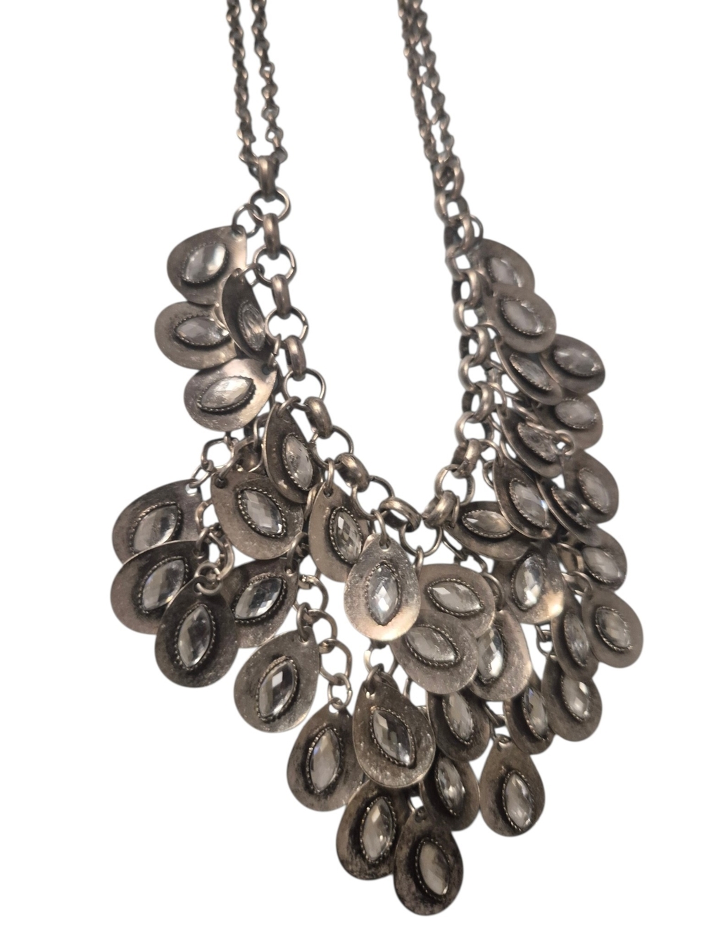 Premier Designs Silver-Tone Layered Teardrop Charm Necklace